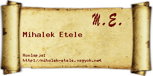 Mihalek Etele névjegykártya